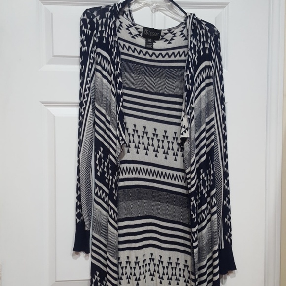 Hooded printed duster with fringe - Picture 1 of 5